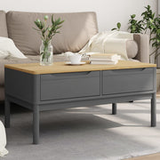Salontafel massief grenenhout grijs 99x55,5x45 cm met 2 lades