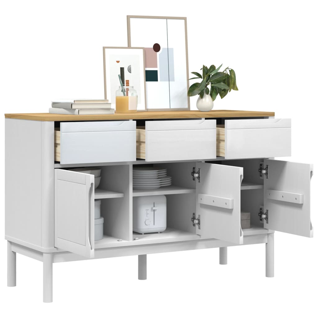 Dressoir FLORO 114x43x74 cm massief grenenhout wit