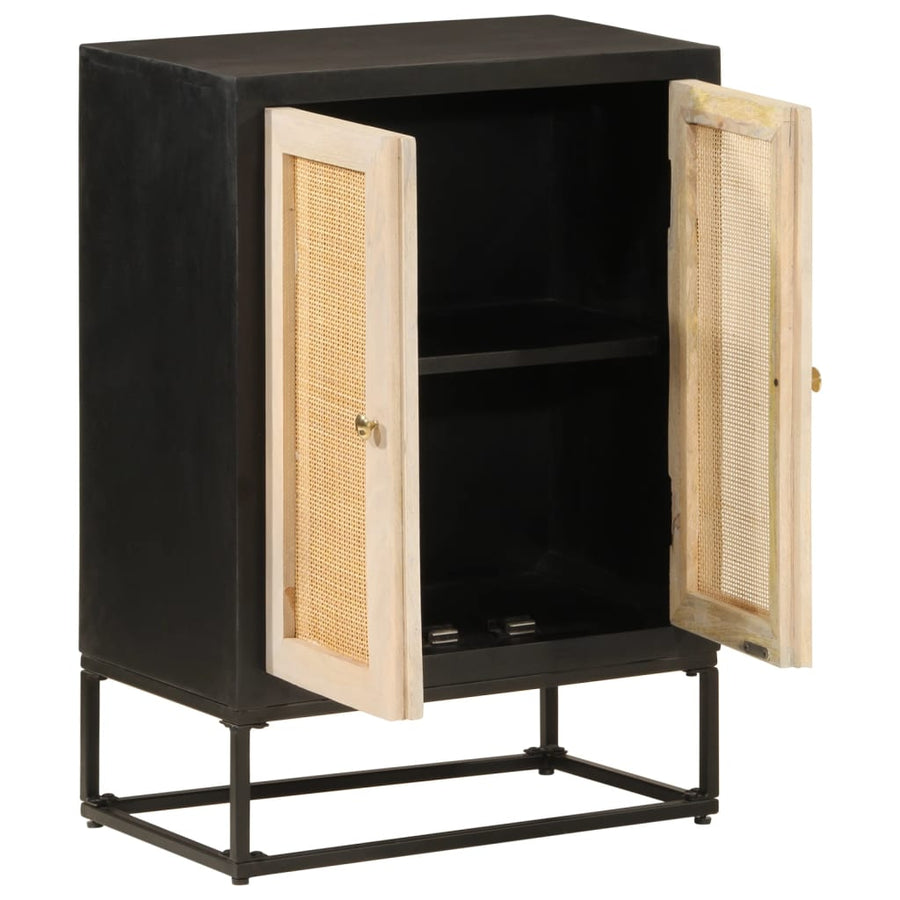 Dressoir 55x30x76 cm massief mangohout en ijzer zwart