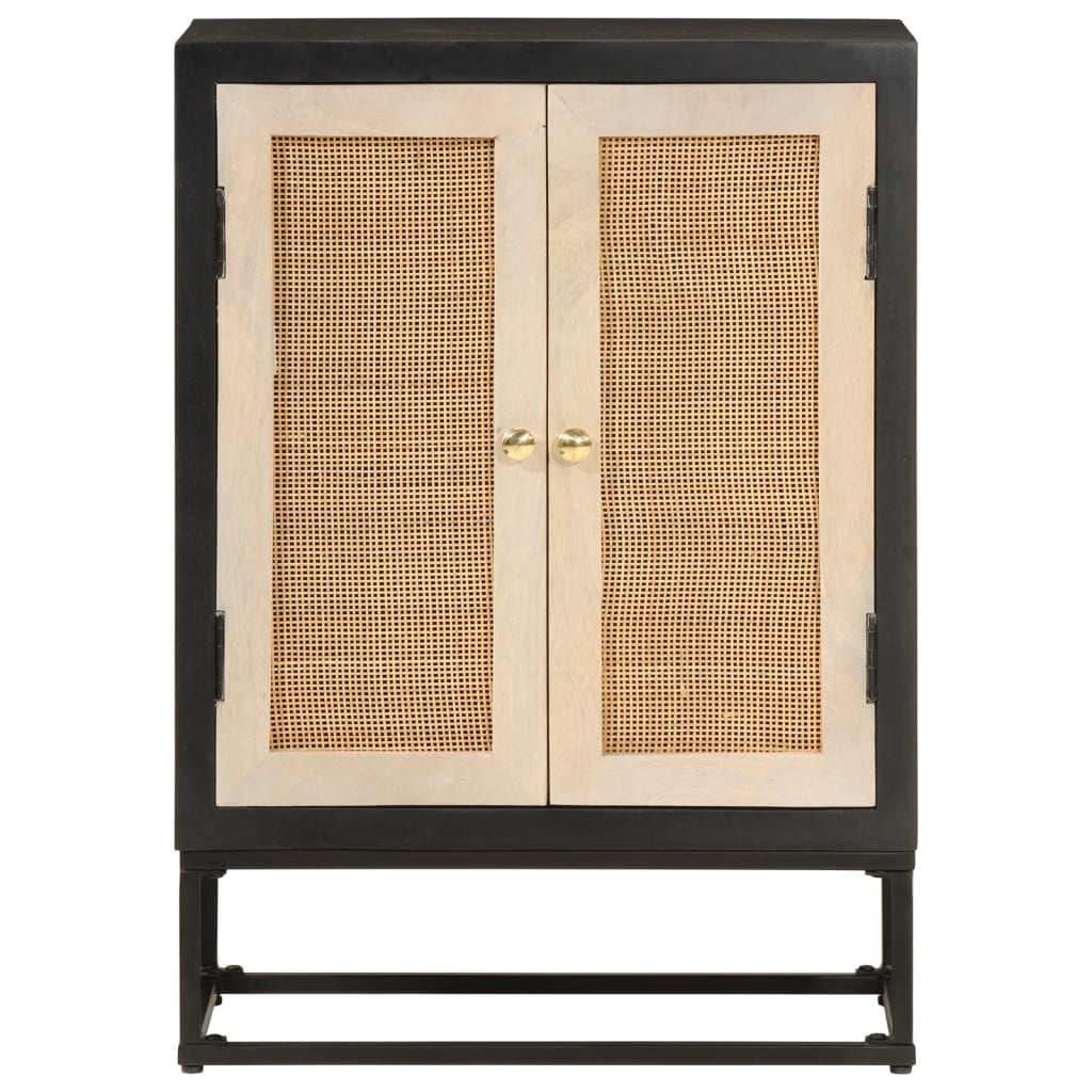 Dressoir 55x30x76 cm massief mangohout en ijzer zwart
