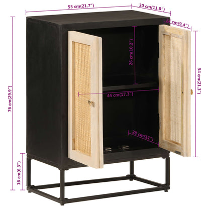 Dressoir 55x30x76 cm massief mangohout en ijzer zwart