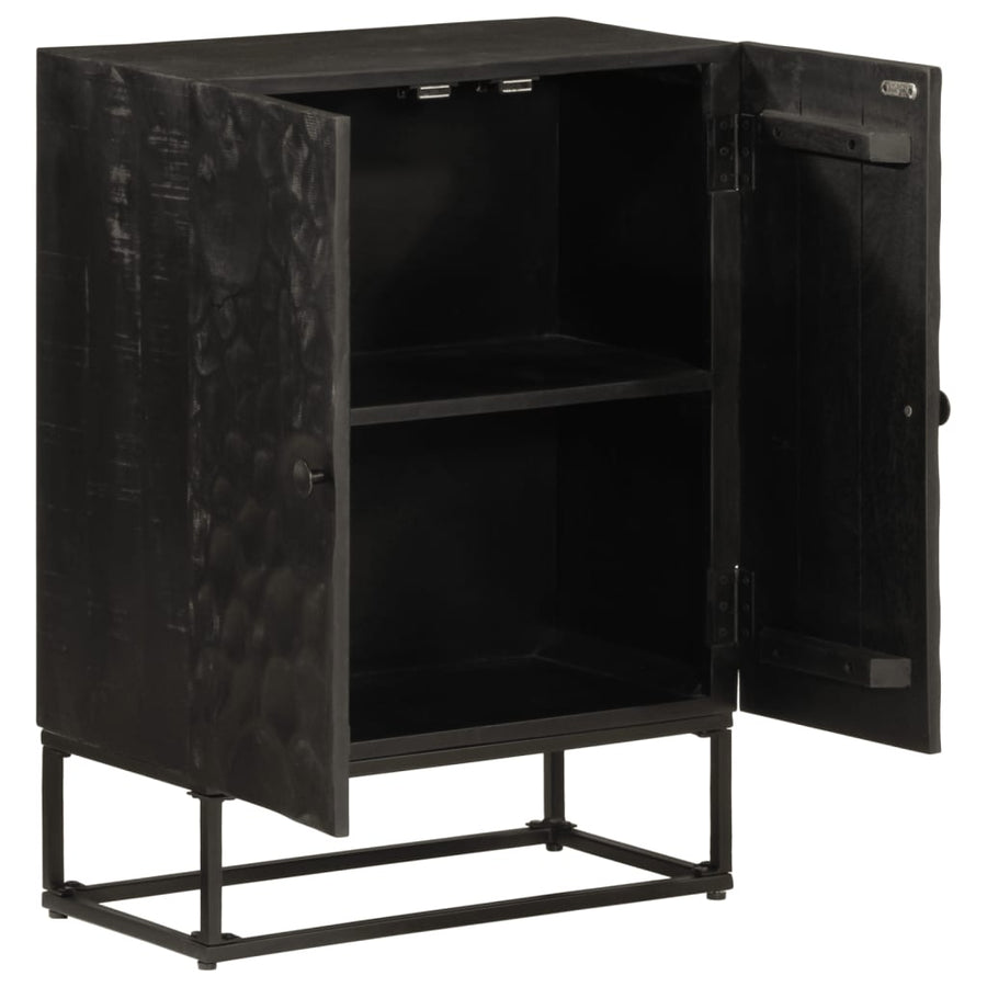 Dressoir 55x30x76 cm massief mangohout en ijzer zwart