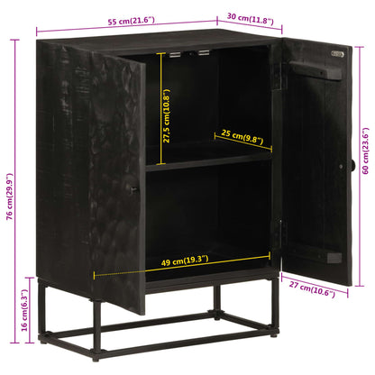 Dressoir 55x30x76 cm massief mangohout en ijzer zwart