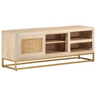 TV cabinet 110x30x40 cm solid rough mango wood and iron