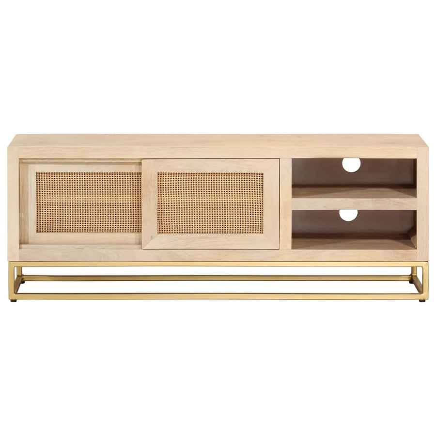 Tv-meubel 110x30x40 cm massief ruw mangohout en ijzer