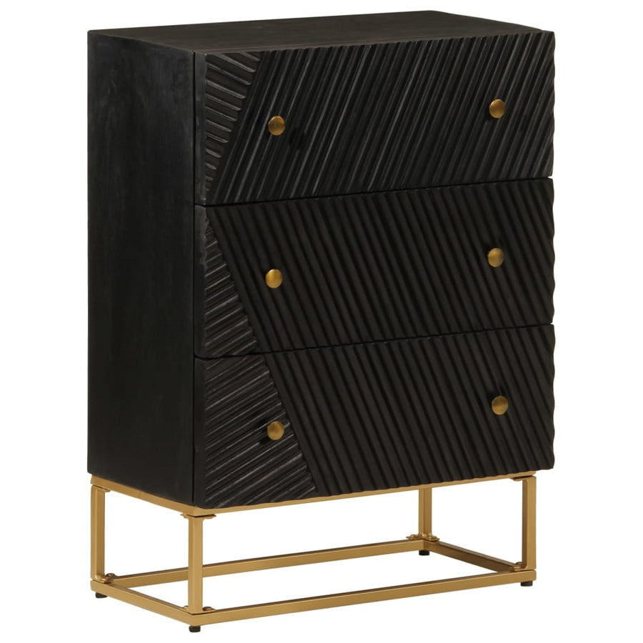 Ladekastje Massief Mangohout En Ijzer Zwart 1 55 x 30 x 76 cm