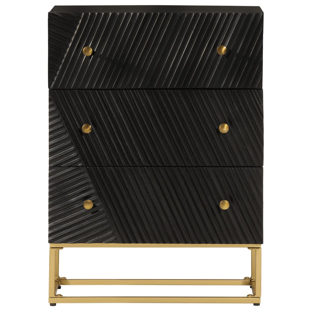 Ladekastje Massief Mangohout En Ijzer Zwart 1 55 x 30 x 76 cm