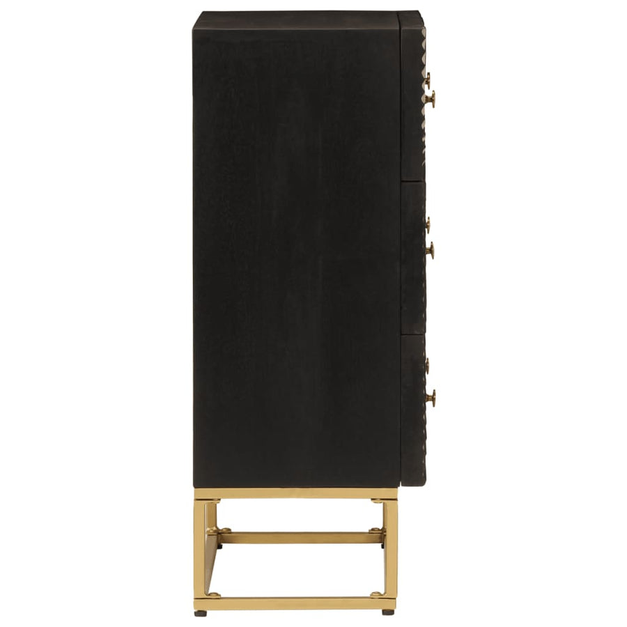 Ladekastje Massief Mangohout En Ijzer Zwart 1 55 x 30 x 76 cm