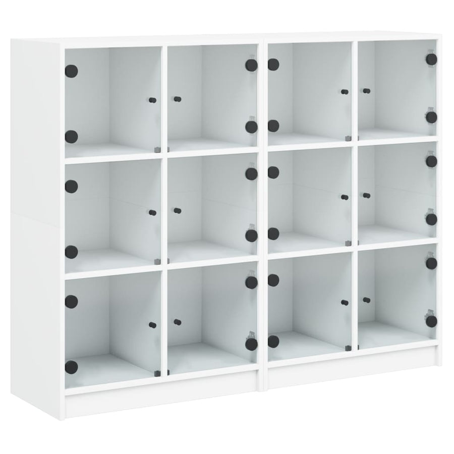 Boekenkast Met Deuren 36X37X09 Cm Bewerkt Hout Wit