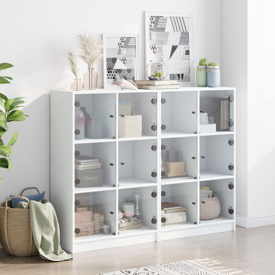 Boekenkast Met Deuren 36X37X09 Cm Bewerkt Hout Wit