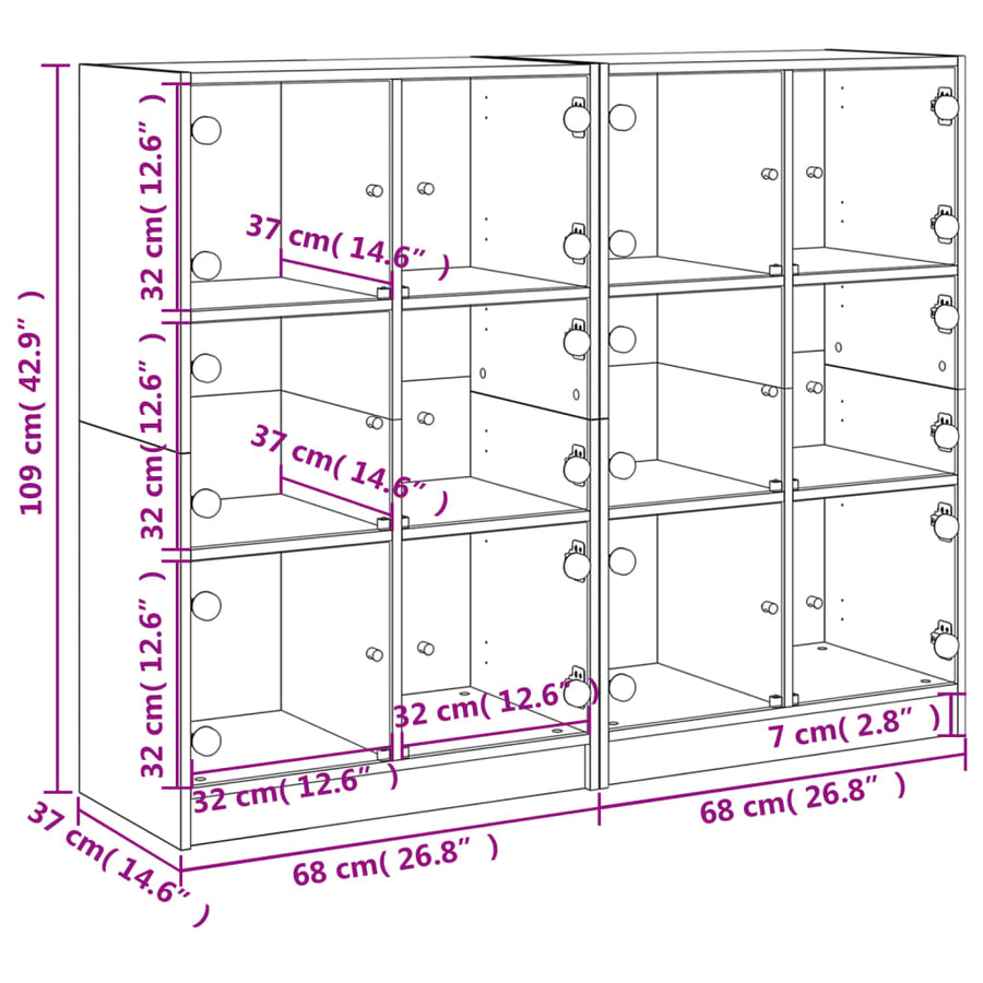 Boekenkast Met Deuren 36X37X09 Cm Bewerkt Hout Wit