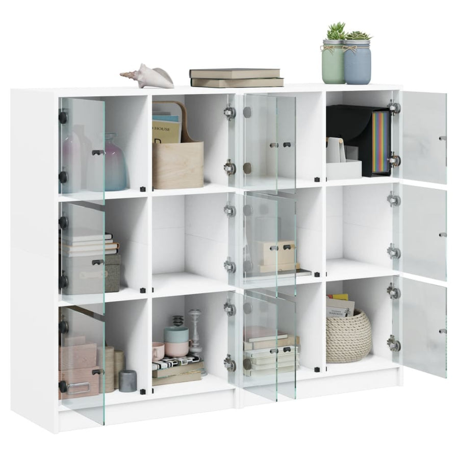 Boekenkast Met Deuren 36X37X09 Cm Bewerkt Hout Wit