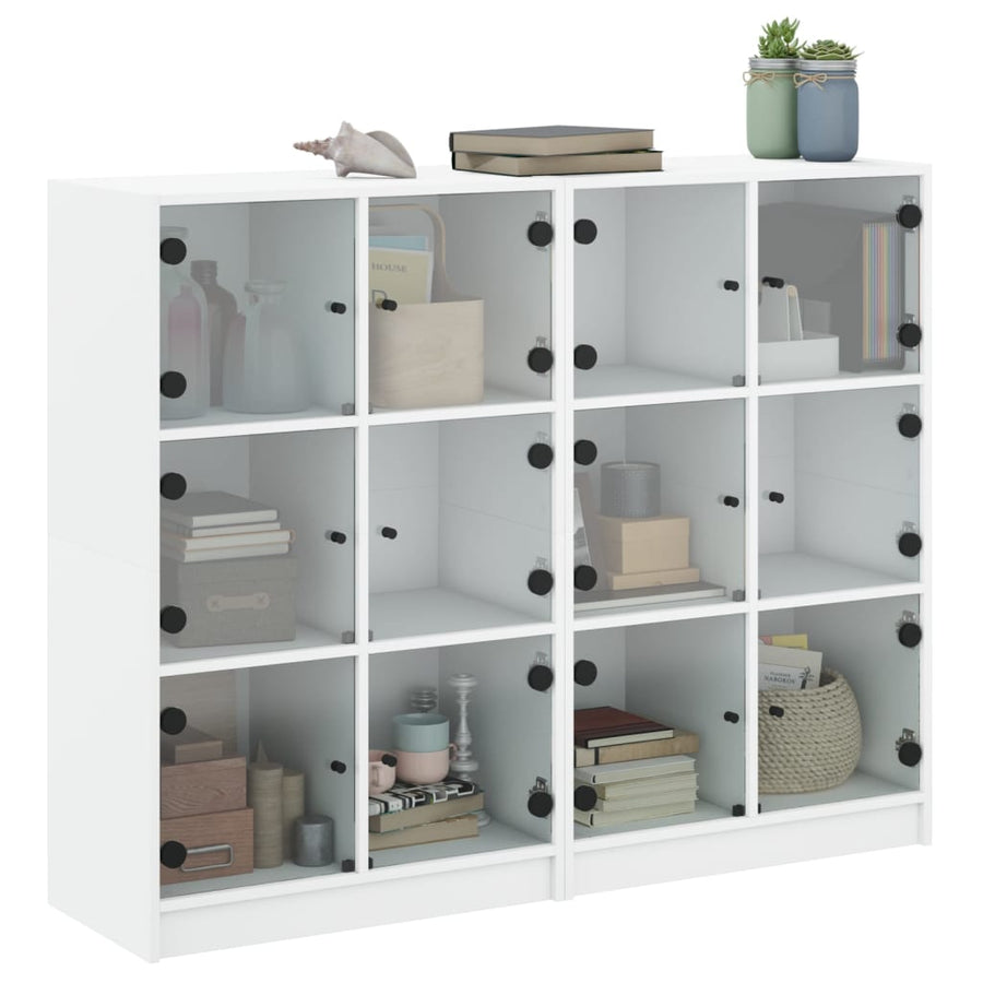 Boekenkast Met Deuren 36X37X09 Cm Bewerkt Hout Wit