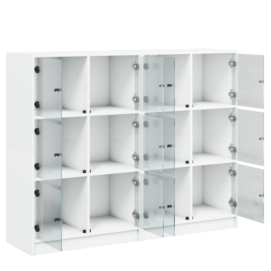 Boekenkast Met Deuren 36X37X09 Cm Bewerkt Hout Wit