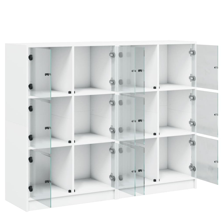 Boekenkast Met Deuren 36X37X09 Cm Bewerkt Hout Wit