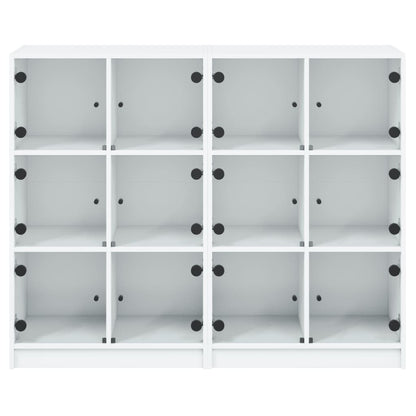 Boekenkast Met Deuren 36X37X09 Cm Bewerkt Hout Wit