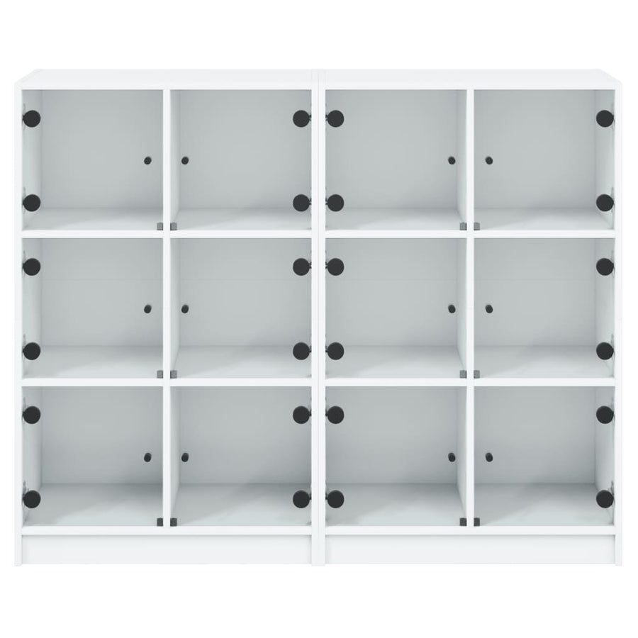 Boekenkast Met Deuren 36X37X09 Cm Bewerkt Hout Wit