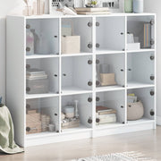 Boekenkast 136x37x109 cm bewerkt hout wit met deuren