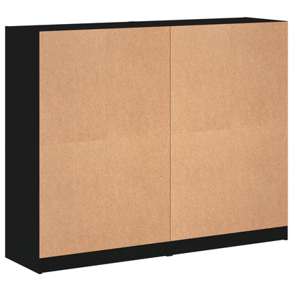 Boekenkast Met Deuren 36X37X09 Cm Bewerkt Hout Zwart