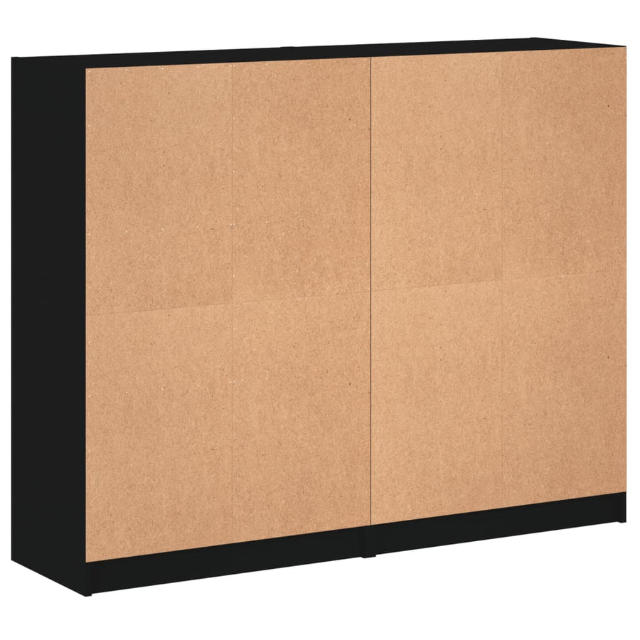 Boekenkast Met Deuren 36X37X09 Cm Bewerkt Hout Zwart