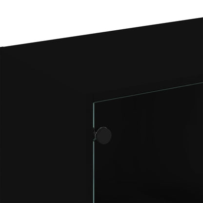 Boekenkast Met Deuren 36X37X09 Cm Bewerkt Hout Zwart