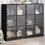 Boekenkast met deuren 136x37x109 cm zwart bewerkt hout