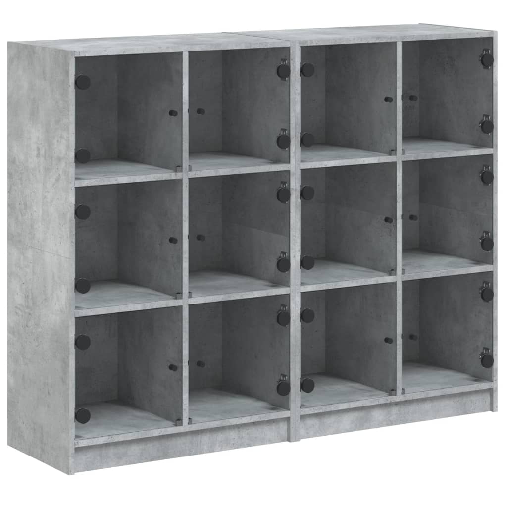 Boekenkast Met Deuren 36X37X09 Cm Bewerkt Hout Betongrijs