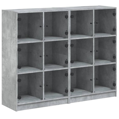 Boekenkast Met Deuren 36X37X09 Cm Bewerkt Hout Betongrijs