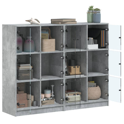 Boekenkast Met Deuren 36X37X09 Cm Bewerkt Hout Betongrijs