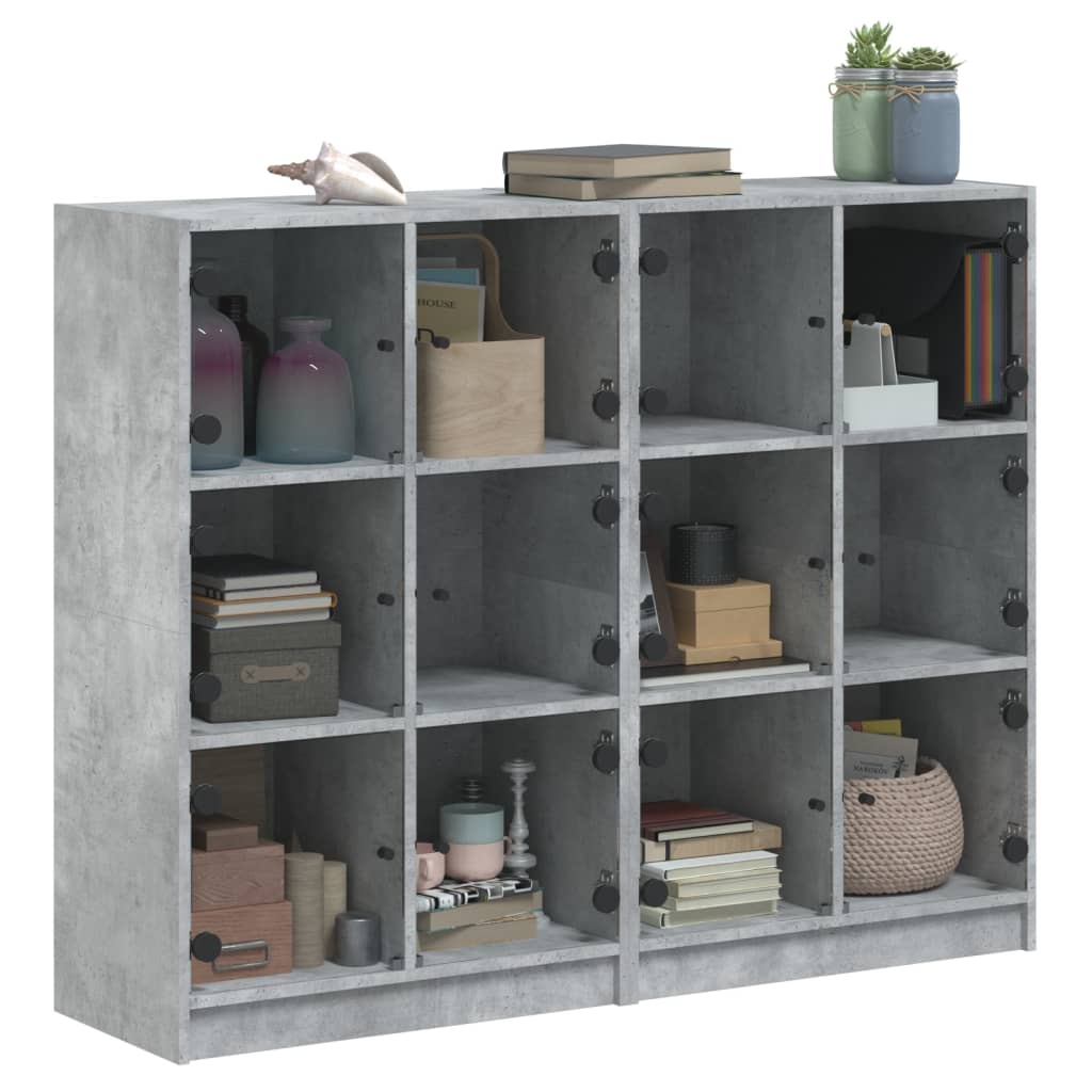 Boekenkast Met Deuren 36X37X09 Cm Bewerkt Hout Betongrijs