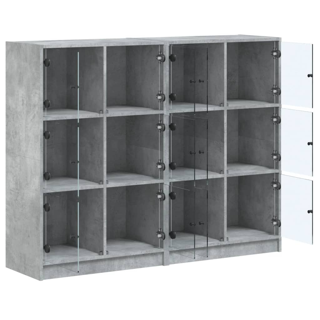 Boekenkast Met Deuren 36X37X09 Cm Bewerkt Hout Betongrijs