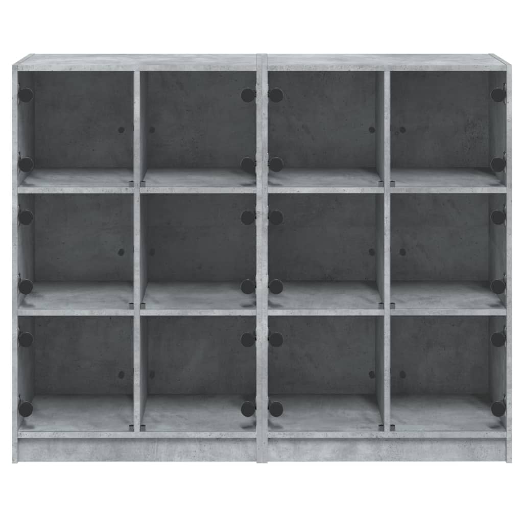 Boekenkast Met Deuren 36X37X09 Cm Bewerkt Hout Betongrijs