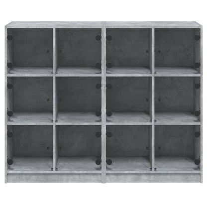 Boekenkast Met Deuren 36X37X09 Cm Bewerkt Hout Betongrijs