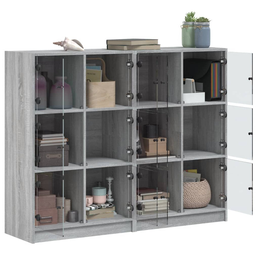 Boekenkast Met Deuren 36X37X09 Cm Hout Eiken Grijs sonoma