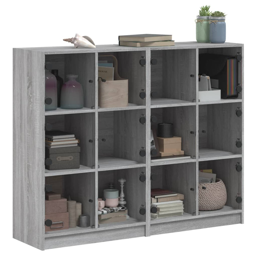 Boekenkast Met Deuren 36X37X09 Cm Hout Eiken Grijs sonoma