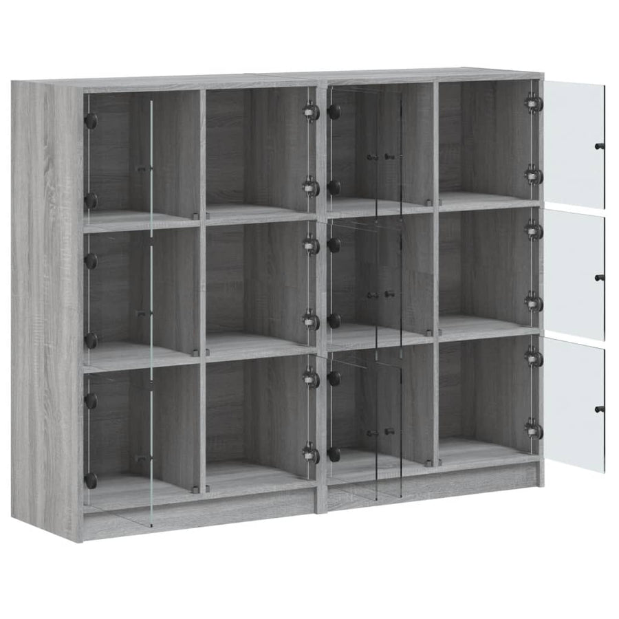 Boekenkast Met Deuren 36X37X09 Cm Hout Eiken Grijs sonoma