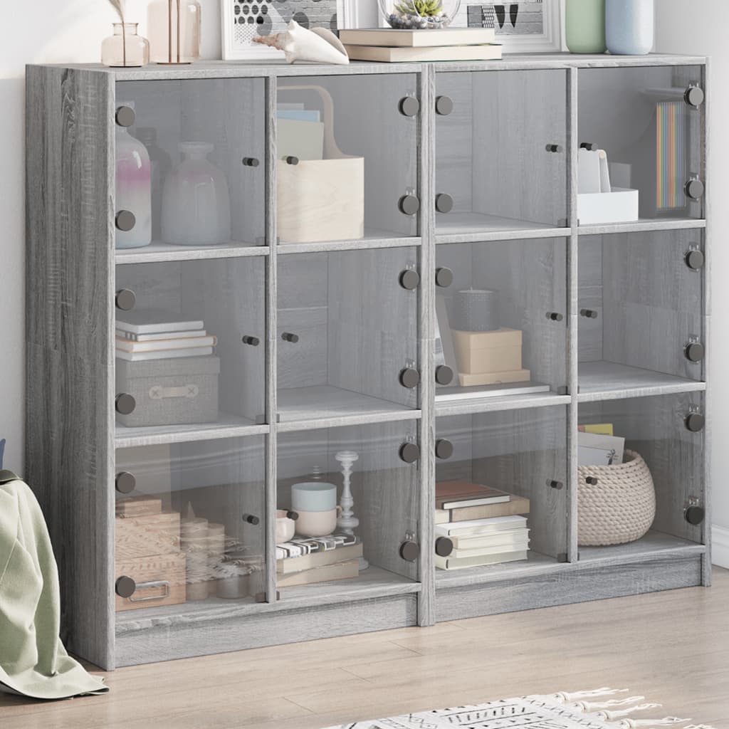 Boekenkast Met Deuren 36X37X09 Cm Hout Eiken Grijs sonoma