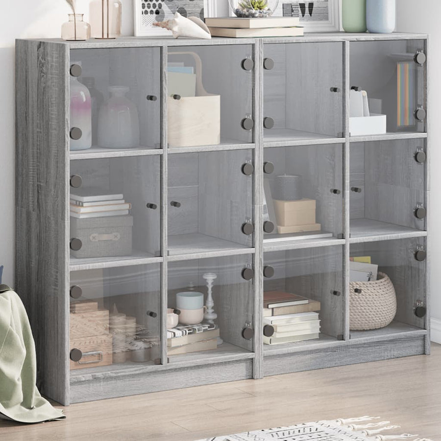 Boekenkast Met Deuren 36X37X09 Cm Hout Eiken Grijs sonoma
