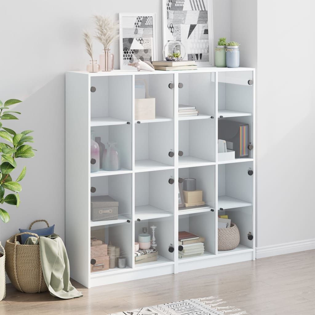 Boekenkast Met Deuren 36X37X42 Cm Bewerkt Hout Wit