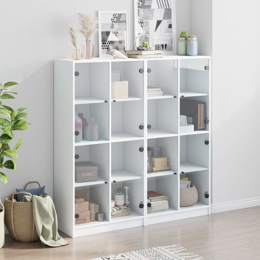 Boekenkast Met Deuren 36X37X42 Cm Bewerkt Hout Wit