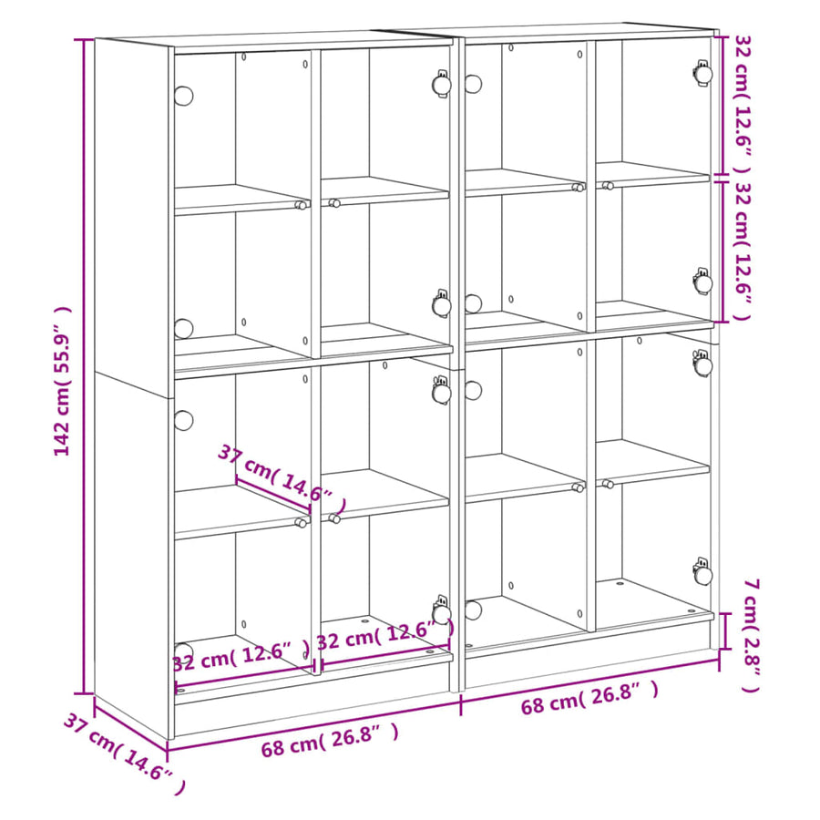 Boekenkast Met Deuren 36X37X42 Cm Bewerkt Hout Wit