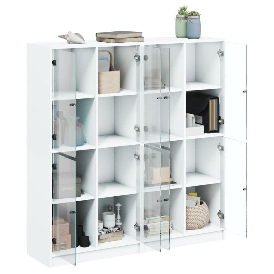 Boekenkast Met Deuren 36X37X42 Cm Bewerkt Hout Wit