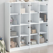 Boekenkast met deuren 136x37x142 cm wit bewerkt hout