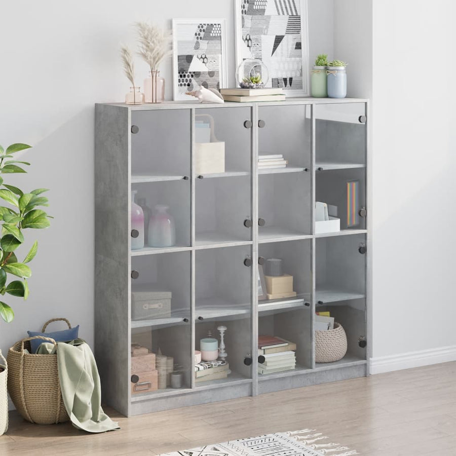 Boekenkast Met Deuren 36X37X42 Cm Bewerkt Hout Betongrijs