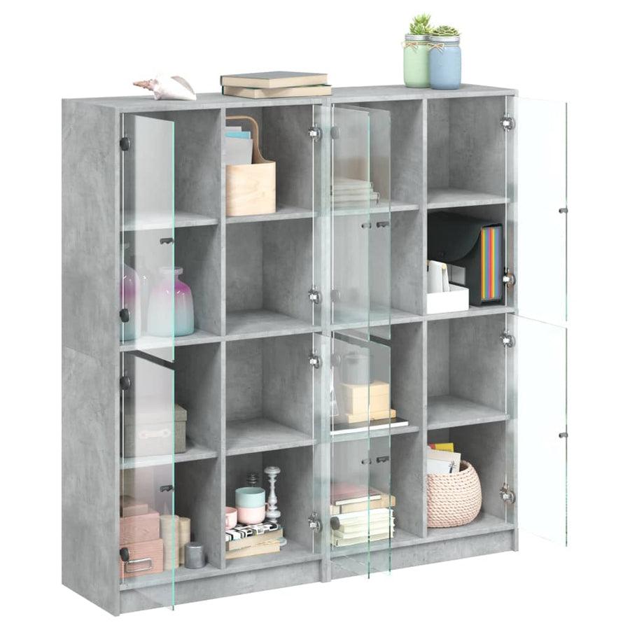 Boekenkast Met Deuren 36X37X42 Cm Bewerkt Hout Betongrijs