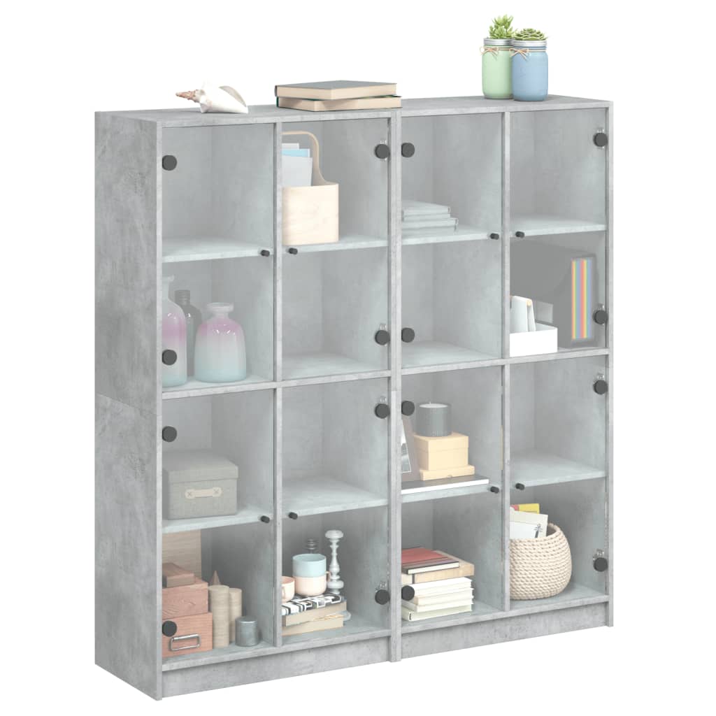 Boekenkast Met Deuren 36X37X42 Cm Bewerkt Hout Betongrijs