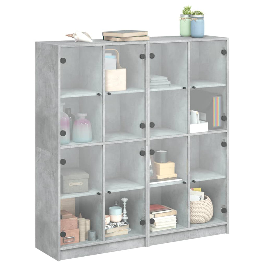 Boekenkast Met Deuren 36X37X42 Cm Bewerkt Hout Betongrijs