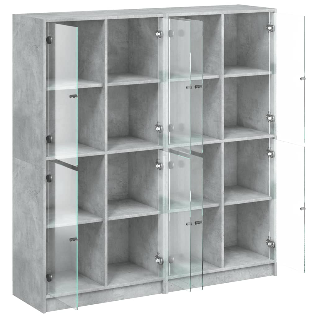 Boekenkast Met Deuren 36X37X42 Cm Bewerkt Hout Betongrijs