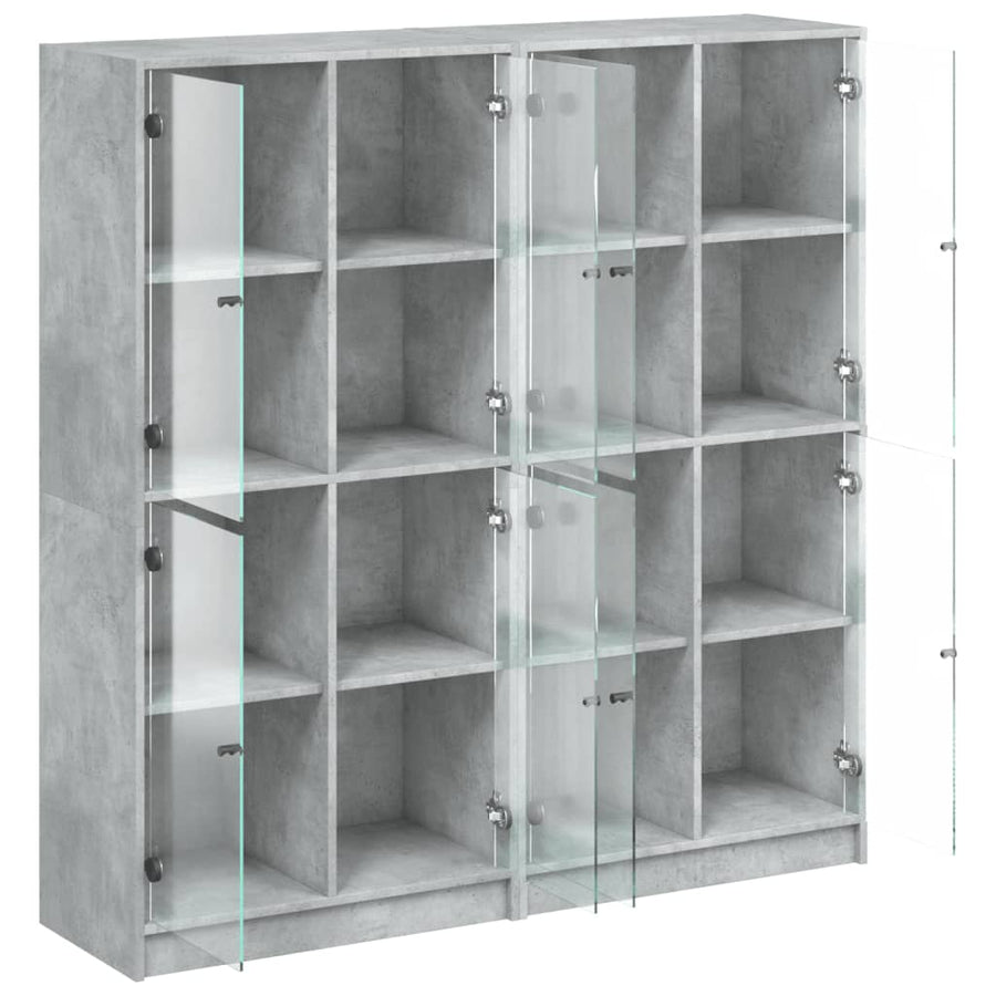 Boekenkast Met Deuren 36X37X42 Cm Bewerkt Hout Betongrijs