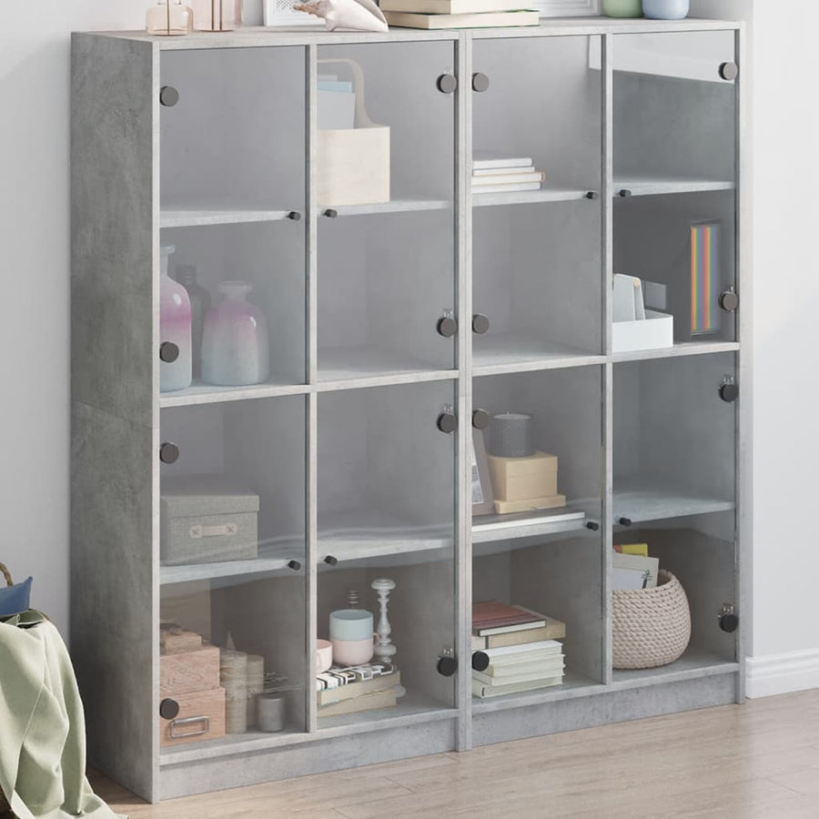 Boekenkast Met Deuren 36X37X42 Cm Bewerkt Hout Betongrijs